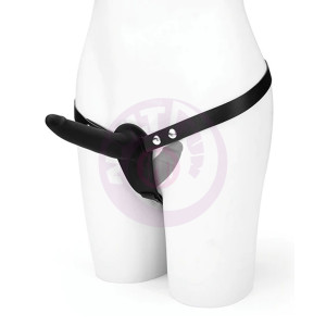 Silicone Strap on Harness Dildo With Internal  Penetration - Black