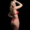2 Pc Halter Bra and Thong Set - One Size - Red