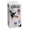 King Cock 7 Inch Uncut With Strap-on Harness - Tan