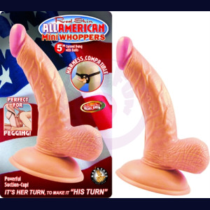 All American Mini Whoppers 5-Inch Curved Dong With Balls-Flesh