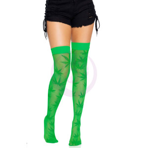 420 Net Thigh Highs - One Size - Green