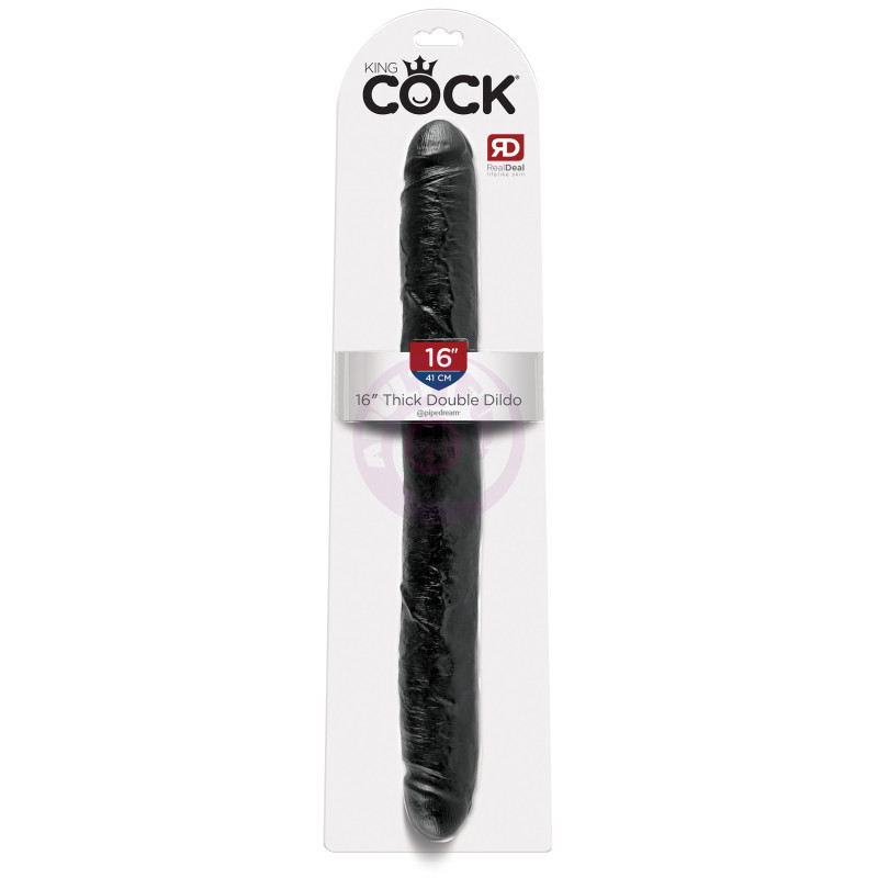 King Cock 16 Inch Thick Double  Dildo - Black