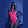 All Nighter Harness Bodysuit - Large/xlarge - Neon Pink