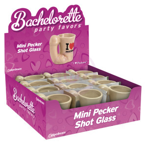 Bachelorette Party Favors - Mini Pecker Shot  Glass Display - 12 Piece