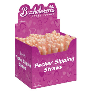 Bachelorette Party Favors Pecker Sipping Straws - 144 Piece Display - Light