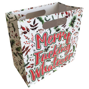 Merry Fucking Whatever - Gift Bag With Die Cut Handles