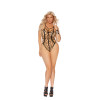 Sheer Teddy With Strappy Detail - Queen Size - Leopard
