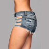 Medium Wash Denim Shorts With Distressed Details on Front and Back Pockets - Medium