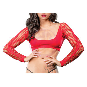 Crotchless Short Style With Mesh Bottom Leggings - One Size - Red