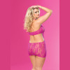 2 Pc. Lace Keyhold Chemise & Matching G-String -  - Queen Size - Pink