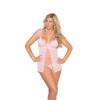 Mesh & Satin Babydoll  - Queen Size 2x - Pink