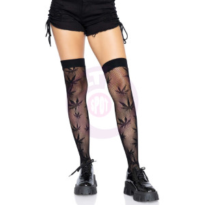 420 Net Thigh Highs - One Size - Black