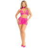2 Pc Dotted Net and Lace Halter - One Size -  Magenta