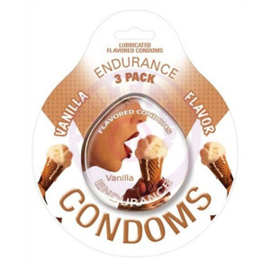 Endurance Lubricated Flavored Condoms - 3 Pack Disc - Vanilla