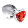 Red Heart Gem Glass Anal Plug - Large