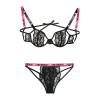 Sexy Af Cutout Bra & Panty Set - Pink/black - S/m