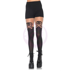 Skull and Crossbone Opaque Pantyhose - One Size