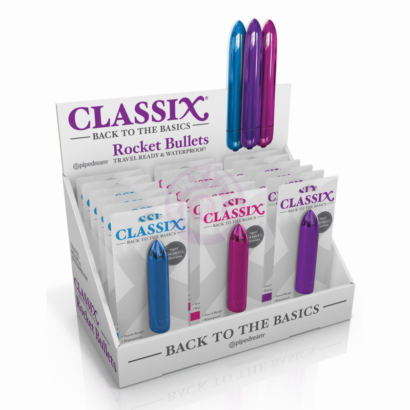 Classix Rocket Bullet Display of 18 - Assorted Colors