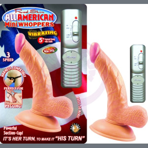 All American Mini Whoppers Vibrating 5-Inch Curved Dong With Balls-Flesh