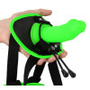 Bonded Leather Strap-on With Silicone Dildo 5.7  Inch - Glow in the Dark