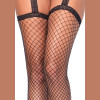 Backseam Industrial Net Garter Belt Stockings With Ankle Bow - One Size - Black