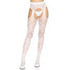 Heart Net Suspender Pantyhose - One Size - White