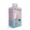 Cheeky Charms-Silver Metal Butt Plug- Heart-Clear-Large