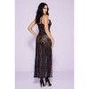 Long Lace Gown With Tying Strings - One Size -  Black