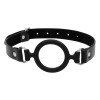 Silicone Ring Gag With Adjustable Bonded Leather  Staps - Black