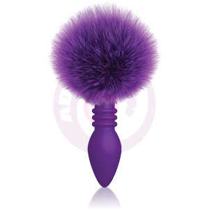 The 9's Cottontails Silicone Bunny Tail Butt Plug  - Ribbed Purple