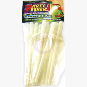 Party Pecker Sipping Straws 10 Pc Bag - Glow in the Dark