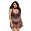 Chemise and G-String Set - Queen Size - Eggplant