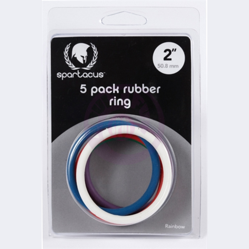 Rubber Cock Ring 5 Pack - 2 Inches - Rainbow