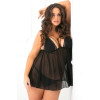 2pc Micro Manage Lace and Mesh Chemise Set - 3x4x - Black