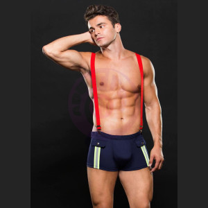 Fireman Bottom With Suspenders 2 Pc - Medium/large - Navy Blue/red
