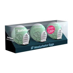 3 Pc Set Masturbator Egg - Riffle - Light Green