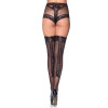 2 Pc Lace Trimmed Corset Lace Up Back Thigh High With Matching Panties - One Size