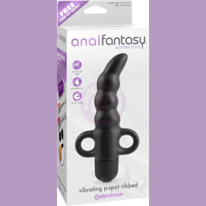 Anal Fantasy Collection Vibrating P-Spot Ribbed - Black