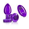 Cheeky Charms - Rechargeable Vibrating Metal Butt  Plug With Remote Control - Purple - Medium